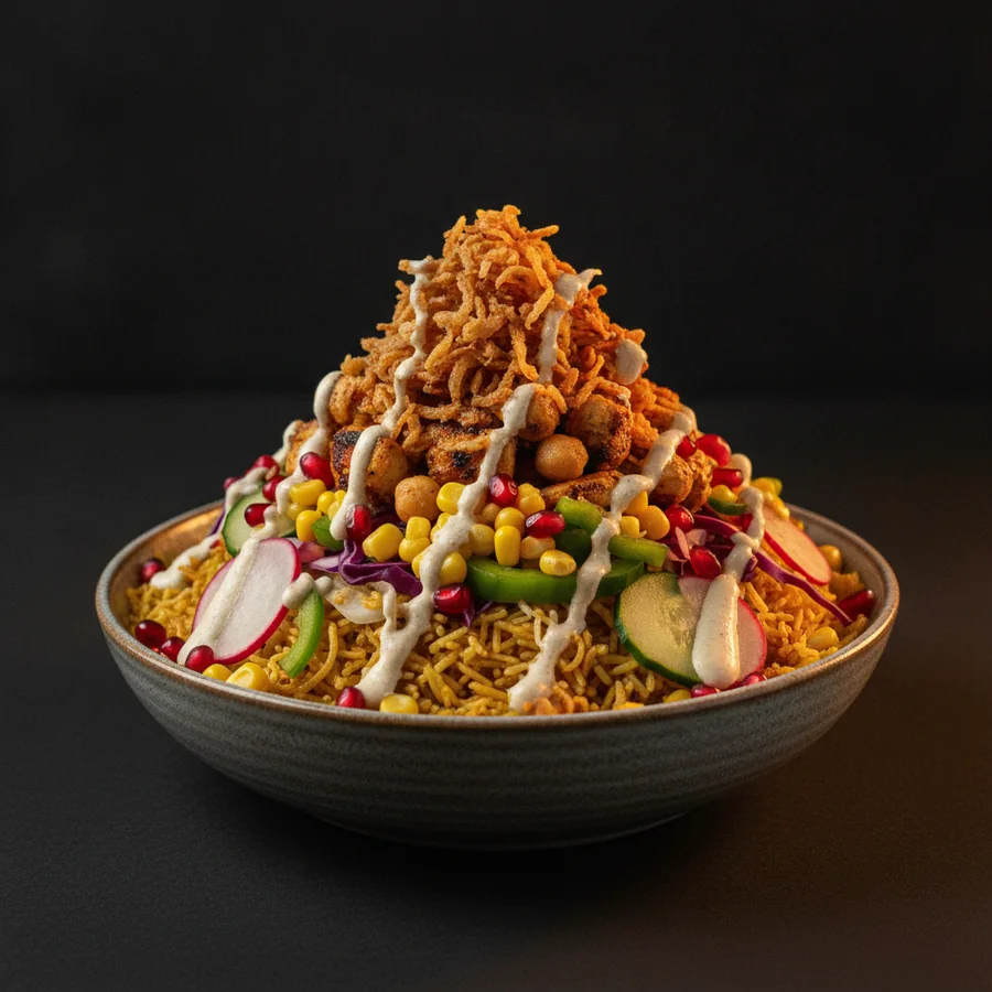 Kayan Bowl mit Hähnchen, Kichererbsen und Granatapfel